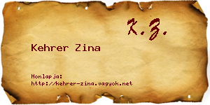 Kehrer Zina névjegykártya